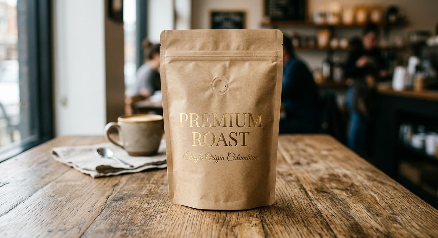 Coffee bag with multi-line label (after)