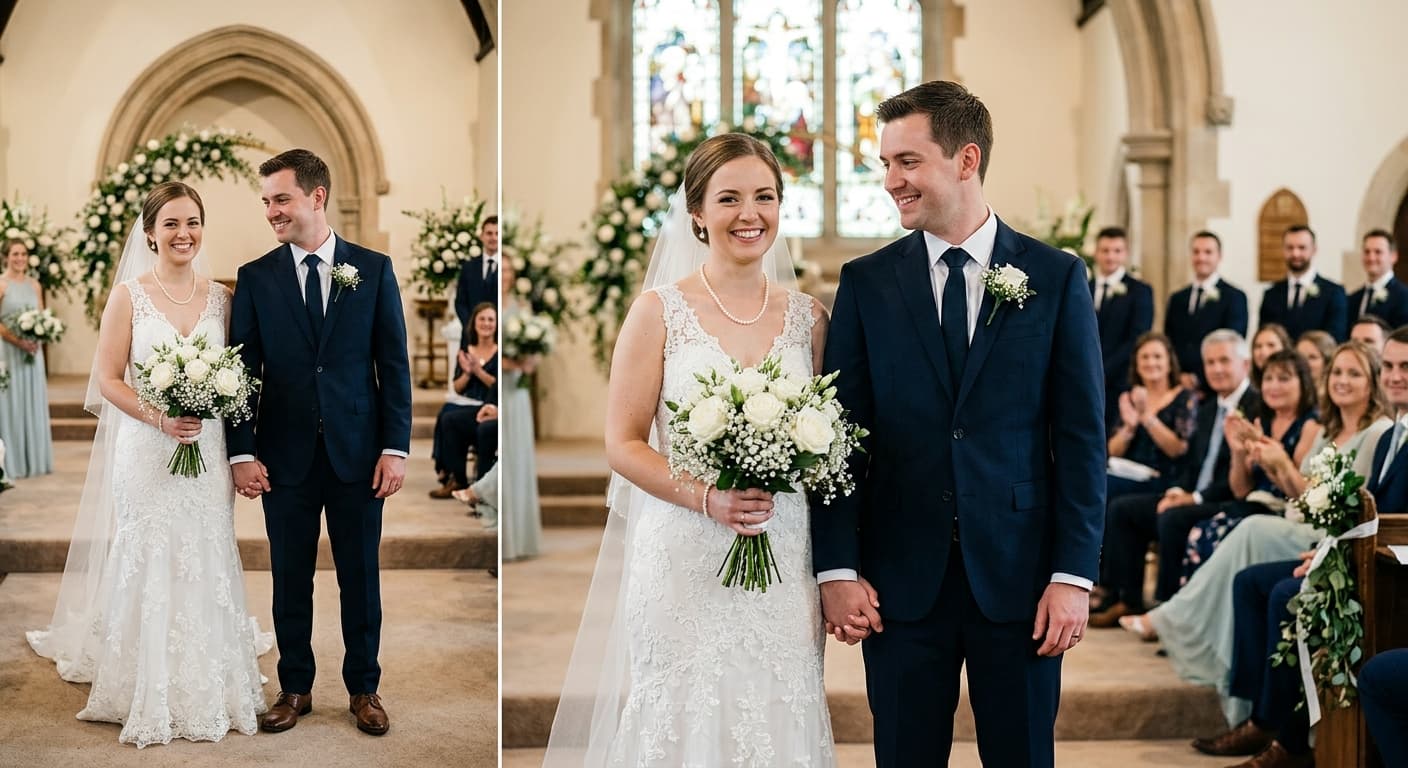 Yellowed wedding photo (after)