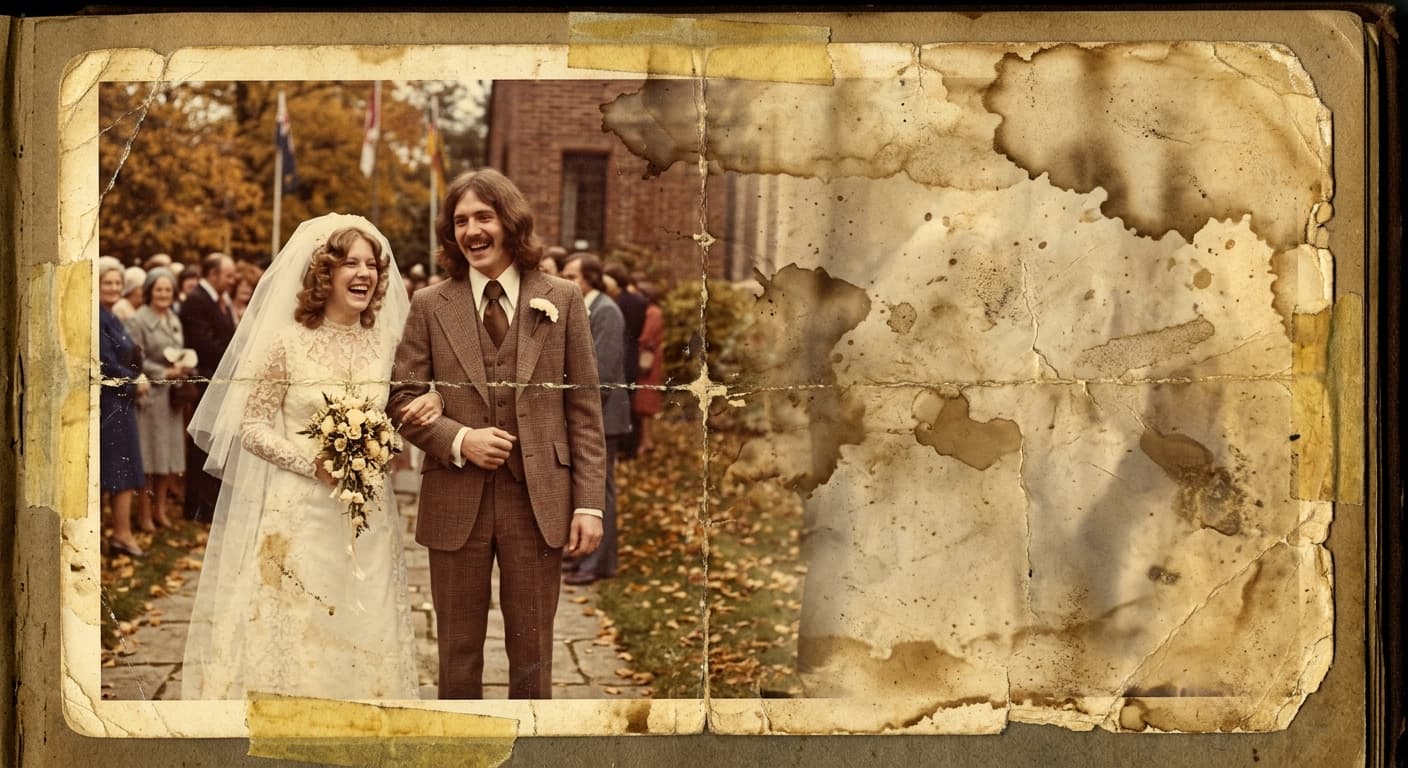 Yellowed wedding photo (before)