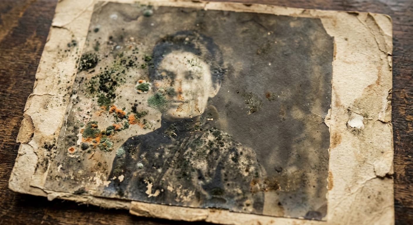 Water-stained child portrait (before)