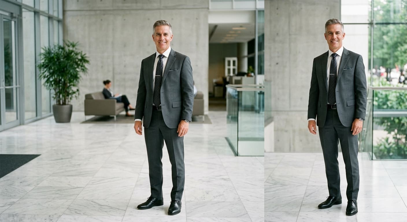 Menswear suit try-on (after)